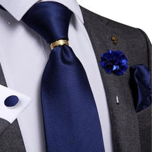 Load image into Gallery viewer, Men Luxury Red Silk Necktie Matching Cufflinks Set For Men Bridegroom Wedding Business Necktie Elegant Design Ideal Gift For Men
