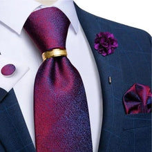 Load image into Gallery viewer, Men Luxury Red Silk Necktie Matching Cufflinks Set For Men Bridegroom Wedding Business Necktie Elegant Design Ideal Gift For Men
