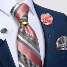 Load image into Gallery viewer, Men Luxury Red Silk Necktie Matching Cufflinks Set For Men Bridegroom Wedding Business Necktie Elegant Design Ideal Gift For Men
