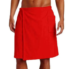 Load image into Gallery viewer, Men Plush Fleece Wrap Spa Gym Bath Wrap Solid Color Classy Design Bathrobes With Pocket Trendy Men's Bath Wrap

