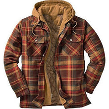 Load image into Gallery viewer, Men's Autumn Winter Jacket Plaid Hooded Long Sleeve Basic Casual Shirt Jackets  Men's Long Sleeve Soft Warm Jacket With Hood Hooded Shirt Jacket Soft Long Sleeve Outdoor Clothes For Men
