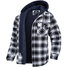 Load image into Gallery viewer, Men's Modern Warm Jacket With Removable Hood Winter Coats Men's Hooded Jackets Fashionable Autumn Jackets Winter Warm Coat Thick Hoodie Long Sleeve Outdoor Plaid Shirt Jackets
