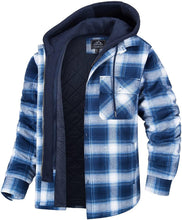 Load image into Gallery viewer, Men's Modern Warm Jacket With Removable Hood Winter Coats Men's Hooded Jackets Fashionable Autumn Jackets Winter Warm Coat Thick Hoodie Long Sleeve Outdoor Plaid Shirt Jackets
