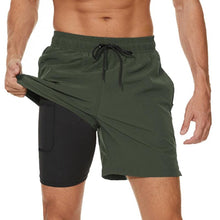 Load image into Gallery viewer, Men's Swimming Trunks with Compression Liner 2 in 1 Quick-Dry Gym Sports Shorts Swim Shorts with Pockets  Beach Swimming Trunks Quick Dry Swim Shorts with Pockets
