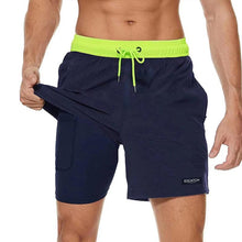 Load image into Gallery viewer, Men's Swimming Trunks with Compression Liner 2 in 1 Quick-Dry Gym Sports Shorts Swim Shorts with Pockets  Beach Swimming Trunks Quick Dry Swim Shorts with Pockets

