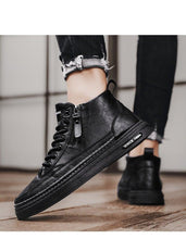 Load image into Gallery viewer, Men's Winter Cotton Shoes High-Top Fashion Casual Trend Boots Flat Shoes Winter Snow Boots Warm Ankle Booties Outdoor Work Shoes For Cold Weather Soft Comfortable Walking Brown Shoes

