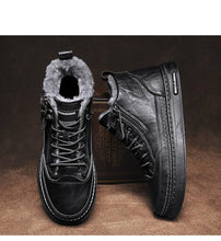 Load image into Gallery viewer, Men's Winter Cotton Shoes High-Top Fashion Casual Trend Boots Flat Shoes Winter Snow Boots Warm Ankle Booties Outdoor Work Shoes For Cold Weather Soft Comfortable Walking Brown Shoes

