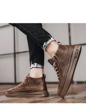 Load image into Gallery viewer, Men's Winter Cotton Shoes High-Top Fashion Casual Trend Boots Flat Shoes Winter Snow Boots Warm Ankle Booties Outdoor Work Shoes For Cold Weather Soft Comfortable Walking Brown Shoes
