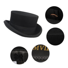Load image into Gallery viewer, Men Simple Classic Wool Hat For Men/Women New Pork Pie Hat Men's Porkpie Breathable Hats Flat Top Men's Fedora Hat Party Costume Fedoras Black Hats

