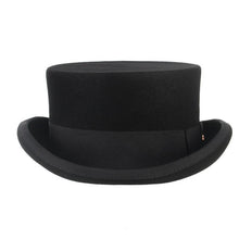 Load image into Gallery viewer, Men Simple Classic Wool Hat For Men/Women New Pork Pie Hat Men's Porkpie Breathable Hats Flat Top Men's Fedora Hat Party Costume Fedoras Black Hats

