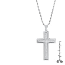 Load image into Gallery viewer, Men Stainless Steel Our Father English Prayer Rotating Cross Pendant
