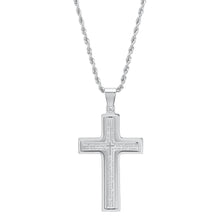 Load image into Gallery viewer, Men Stainless Steel Our Father English Prayer Rotating Cross Pendant
