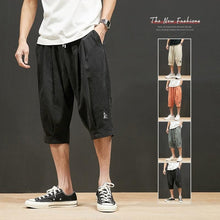 Load image into Gallery viewer, Men Summer Loose Casual Shorts Men Breathable Embroidery Straight Leg Motion Short Pants Plus Size Jogging Fitness Beach Shorts Striped Jogging Bottoms Summer Training Trousers with Pockets
