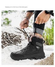 Load image into Gallery viewer, Men Winter Snow Boots Waterproof Leather Outdoor Hiqh Quality Boots Training Boots Non-Slip Warm Waterproof Mid Calf Shoes Outdoor Hiking Climbing Full Fur Lined Design
