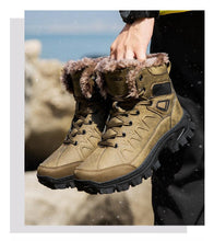 Load image into Gallery viewer, Men Winter Snow Boots Waterproof Leather Outdoor Hiqh Quality Boots Training Boots Non-Slip Warm Waterproof Mid Calf Shoes Outdoor Hiking Climbing Full Fur Lined Design
