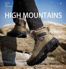 Load image into Gallery viewer, Men Winter Snow Boots Waterproof Leather Outdoor Hiqh Quality Boots Training Boots Non-Slip Warm Waterproof Mid Calf Shoes Outdoor Hiking Climbing Full Fur Lined Design
