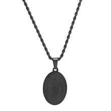 Load image into Gallery viewer, Men's Black IP Stainless Steel Lady Of Guadalupe Pendant
