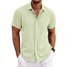 Load image into Gallery viewer, Men's Button Down Shirt Short Sleeve Plain Lapel
