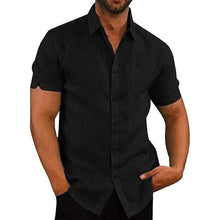 Load image into Gallery viewer, Mens Button Down Short Sleeve Linen Shirts

