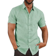 Load image into Gallery viewer, Mens Button Down Short Sleeve Linen Shirts
