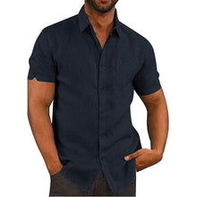 Load image into Gallery viewer, Mens Button Down Short Sleeve Linen Shirts
