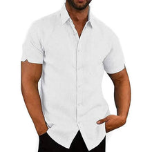 Load image into Gallery viewer, Mens Button Down Short Sleeve Linen Shirts

