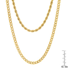 Load image into Gallery viewer, Men's Cuban and Rope Chain Double Row Necklace
