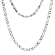 Load image into Gallery viewer, Men's Cuban and Rope Chain Double Row Necklace
