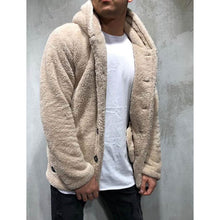Load image into Gallery viewer, Men's Fuzzy Sherpa Hooded Solid Coat
