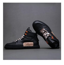 Load image into Gallery viewer, Mens Handmade Sneakers Leather Breathable Dress Shoes Luxury Shoes Casual Shoes Flat Footwear Classic Black White Men Fashion Walking Leather Mens Sneakers
