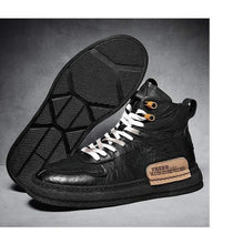 Load image into Gallery viewer, Mens Handmade Sneakers Leather Breathable Dress Shoes Luxury Shoes Casual Shoes Flat Footwear Classic Black White Men Fashion Walking Leather Mens Sneakers
