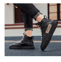 Load image into Gallery viewer, Mens Handmade Sneakers Leather Breathable Dress Shoes Luxury Shoes Casual Shoes Flat Footwear Classic Black White Men Fashion Walking Leather Mens Sneakers
