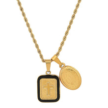 Load image into Gallery viewer, Men's Our Lady of Guadalupe and Black Enamel Dog Tag Pendant
