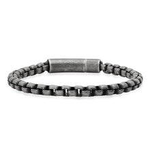 Load image into Gallery viewer, Men's Oxidized Stainless Steel Round Box Chain Bracelet
