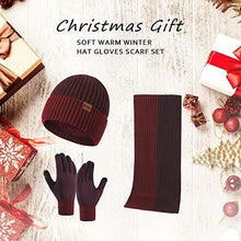 Load image into Gallery viewer, Men's Scarf and Beanie Hat Themal Gloves Set
