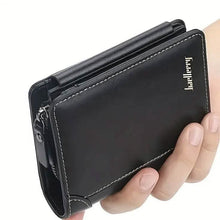 Load image into Gallery viewer, Men's Short Multi-Card Slots Tri-Fold Zipper Coin Pocket Wallet
