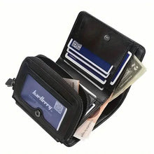 Load image into Gallery viewer, Men's Short Multi-Card Slots Tri-Fold Zipper Coin Pocket Wallet
