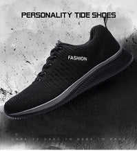 Load image into Gallery viewer, Mens Sport Running Sneakers Fashion Men Casual Shoes Breathable Shoes Walking Sneakers Men's Tennis Black Sneakers Trainers Mesh Flat Breathable Summer Walking Beach Mesh Design
