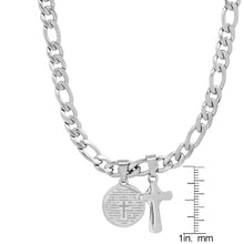 Load image into Gallery viewer, Men's Stainless Steel Cross and Our Father Prayer Round Pendant
