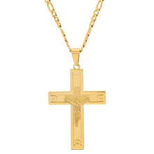 Load image into Gallery viewer, Men's Stainless Steel Crucifix Pendant with Studs
