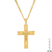 Load image into Gallery viewer, Men's Stainless Steel Crucifix Pendant with Studs
