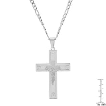 Load image into Gallery viewer, Men's Stainless Steel Crucifix Pendant with Studs
