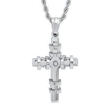 Load image into Gallery viewer, Men's Stainless Steel CZ Cross Pendant
