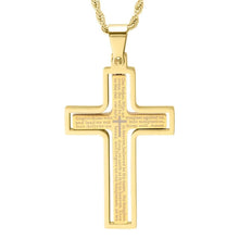 Load image into Gallery viewer, Men's Stainless Steel The Lord's Prayer Rotating Cross Pendant Necklace
