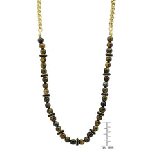 Load image into Gallery viewer, Men's Tiger Eye, Black Rubber and 18k Gold Plated Box Chain Necklace
