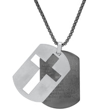 Load image into Gallery viewer, Men's Two Tone Stainless Steel Lords Prayer Double Dog Tag Pendant
