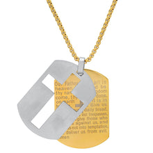 Load image into Gallery viewer, Men's Two Tone Stainless Steel Lords Prayer Double Dog Tag Pendant
