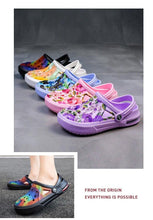 Load image into Gallery viewer, Mens Womens Sandals Hole Shoes Rubber Clogs Couple Garden Shoes Color Printing Air Cushion Beach Sandals Unisex Garden Clogs Lightweight Slip On Women Men Beach Sandals Water Shoes
