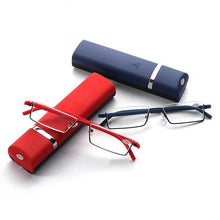 Load image into Gallery viewer, Metal Anti Blue Light Reading Glasses Men Half Frame Prescription Eyeglasses Male  Eyewear With Case For Men And Women Unisex Stylish Eyeglasses Glasses Clear Lens +1.75
