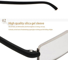 Load image into Gallery viewer, Metal Anti Blue Light Reading Glasses Men Half Frame Prescription Eyeglasses Male  Eyewear With Case For Men And Women Unisex Stylish Eyeglasses Glasses Clear Lens +1.75

